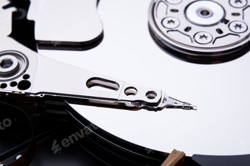 Preview: Closeup of an open computer hard drive