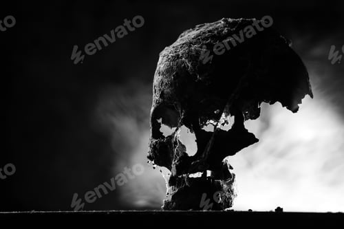 Preview: Scary grunge skull wallpaper. Halloween background.