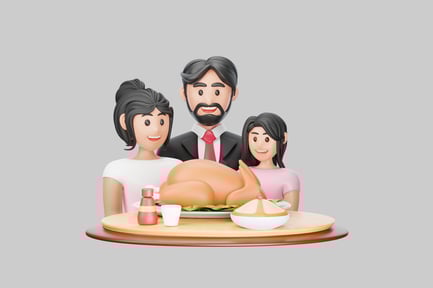 Preview: A family of three gathered around a table for dinner.