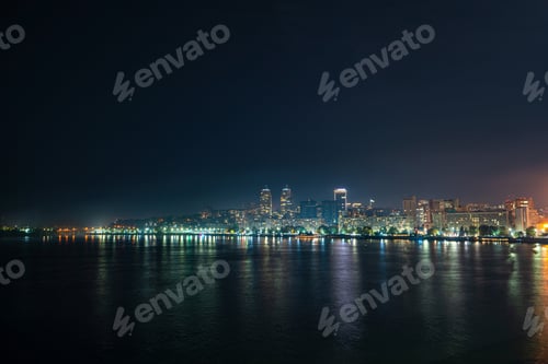Preview: Big Dnieper river in the huge night bright city of Dnipropetrovsk in Ukraine