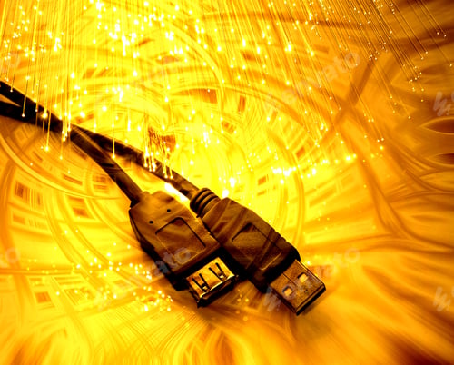 Preview: Usb Plugs And Sockets With Abstract Background Of Magic Burst With Rays Of Light
