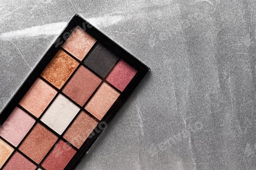 Preview: Close up of new matte eyeshadow colorful shades palette.