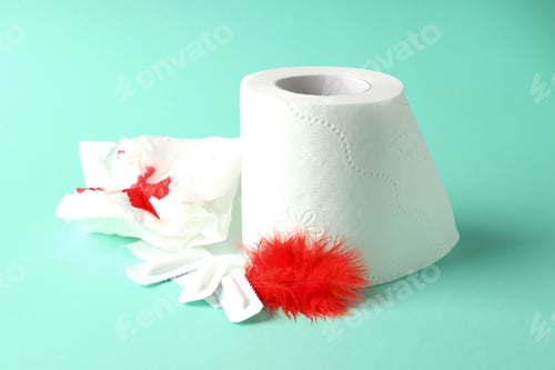 Preview: Concept of healthcare with hemorrhoids accessories on mint background