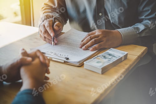 Preview: Business team is working on accounting documents and team work together