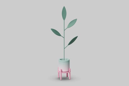 Preview: Stylized plant in a cylindrical pot on a pink stand