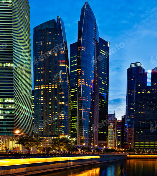 Preview: Singapore downtown in evening