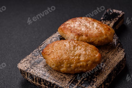 Preview: Delicious fresh fried minced fish cutlets with spices and herbs