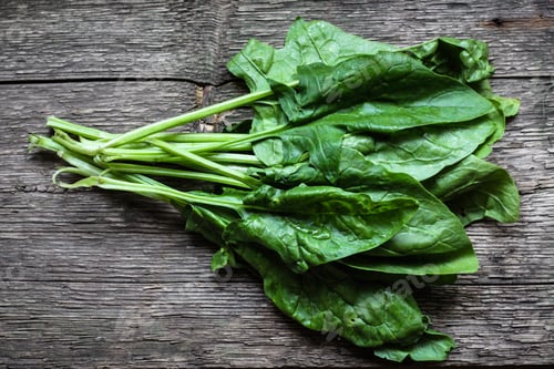 Preview: Spinach Leaves On A Wooden Surface