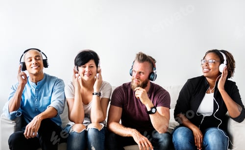 Preview: People holding musical icons