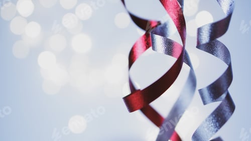 Preview: Red And Silver Blurred Ribbons For Gift, Shopping, Sale Concept Background