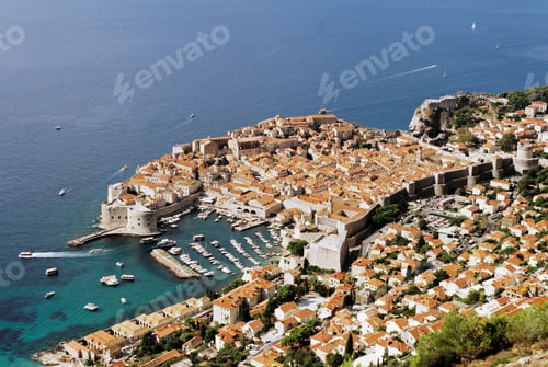 Preview: Pier near the old stone houses of Dubrovnik, Croatia. Top view