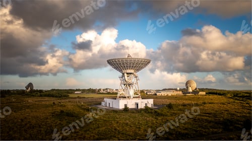 Preview: A large satellite dish pointing up into deep space