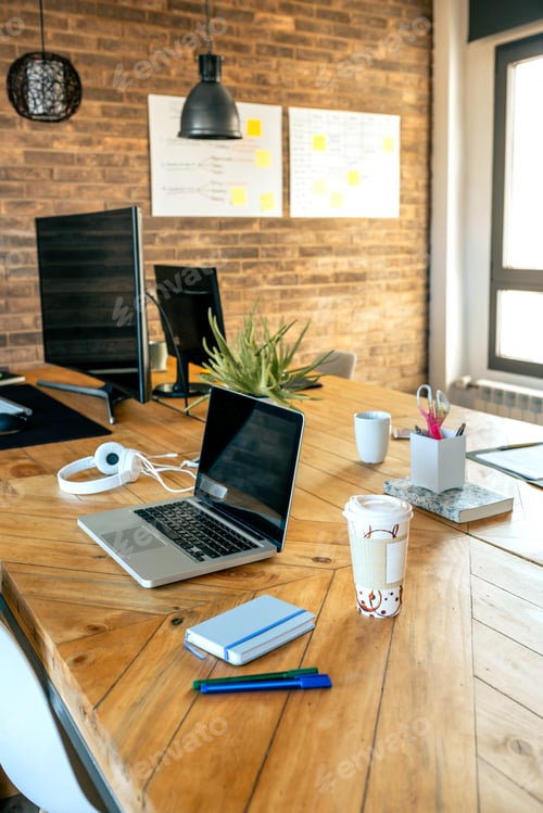 Workplace in a coworking office