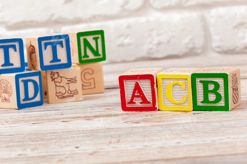 Preview: Wooden toy Blocks with the text: acb