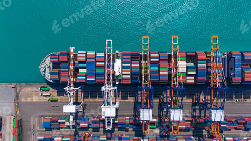 Preview: Overhead View of Cargo Ship and Shipping Containers