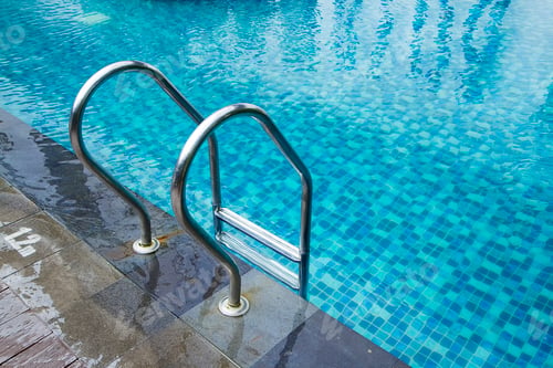 Preview: Grab bars ladder in the blue swimming pool