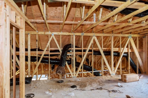 Preview: Wooden Frame Structure with Black Tubing Installation