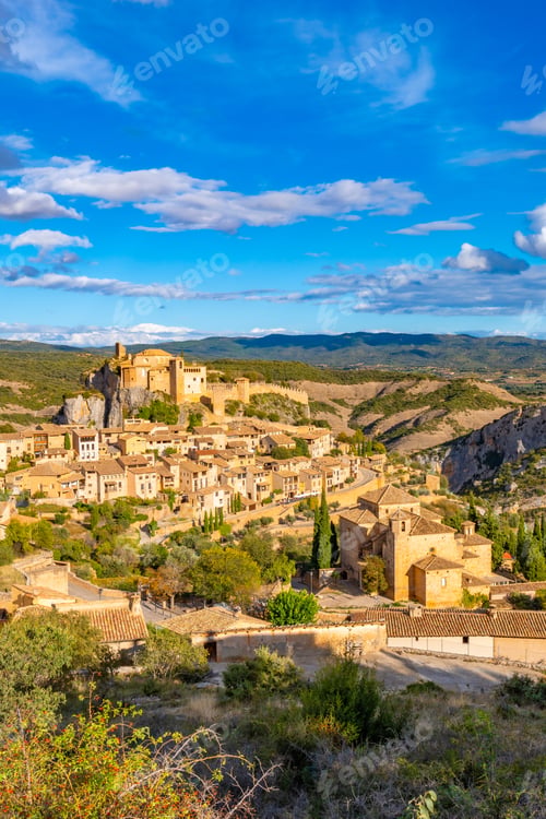 Preview: Pyrenees mountain village called Alquezar, medieval town in Huesca, Spain