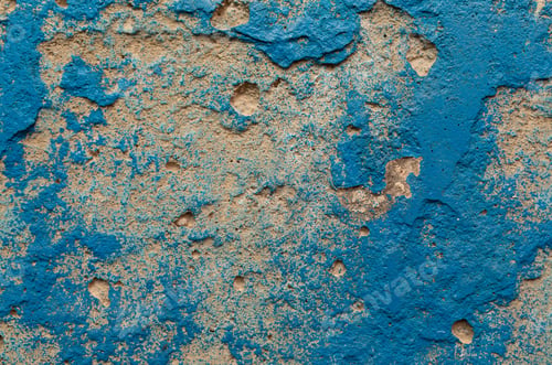 Preview: A shabby plastered wall dirty in saturated blue paint