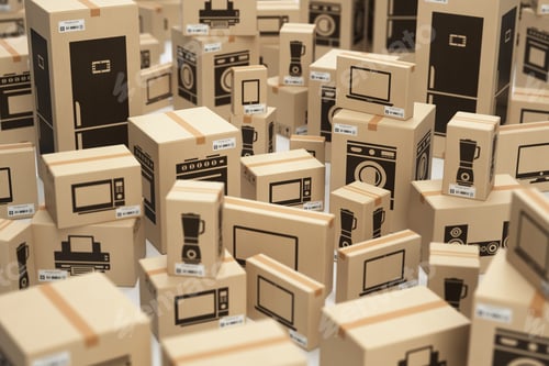 Preview: E-commerce, internet online shopping and delivery concept. House