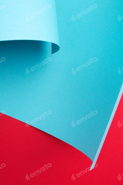 Preview: Curve Paper Abstract Background, Red and Blue Art Frame.