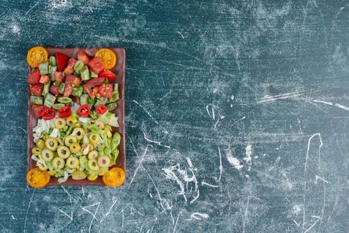 Preview: Seasonal vegetable salad with cherry tomatoes, peppers, green beans and other ingredients