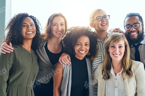 Preview: Cropped portrait of a group of young businesspeople standing together in their office