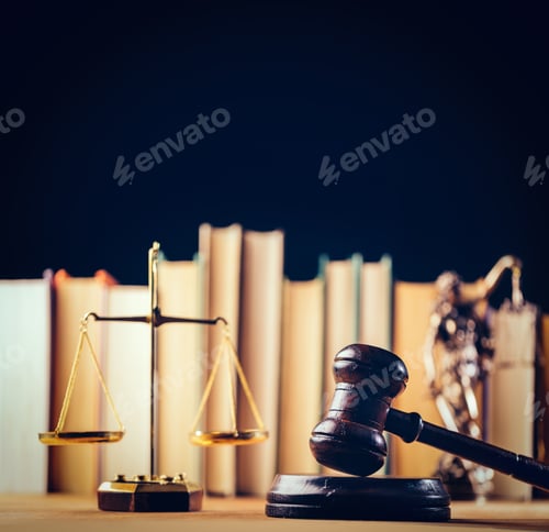 Preview: Symbols of law - scale, hammer and Themis