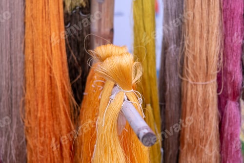 Preview: Colorful made from nature color raw silk thread.