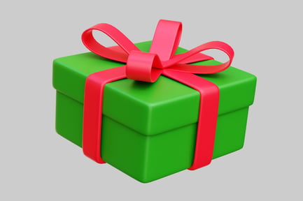 Preview: Green Gift Box With Red Ribbon