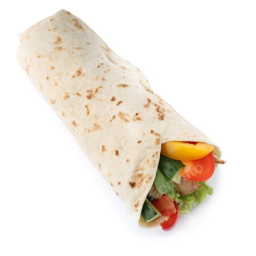 Preview: Delicious meat tortilla wrap isolated on white