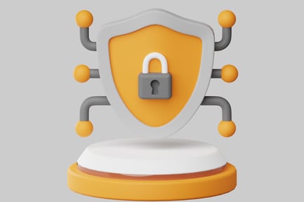 Preview: Abstract shield with padlock and lines.