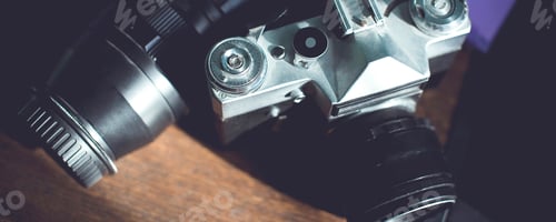 Preview: Vintage camera on wooden background