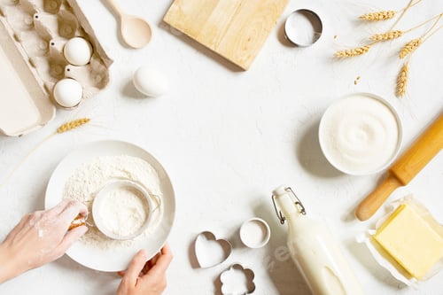 Preview: White Background with Organic Baking Ingredients