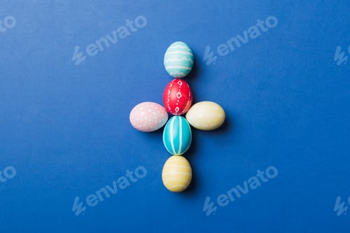 Preview: holiday preparation Multi colors Easter eggs on colored background,