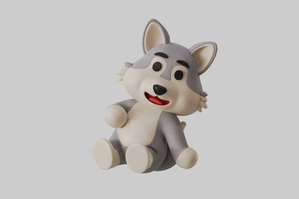 Preview: Cartoon gray wolf sitting pose