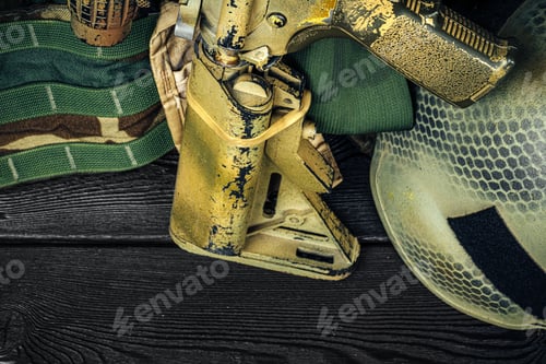 Preview: Modern weapon series. US Army assault rifle, close up