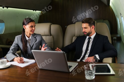 Preview: Business team on private jet