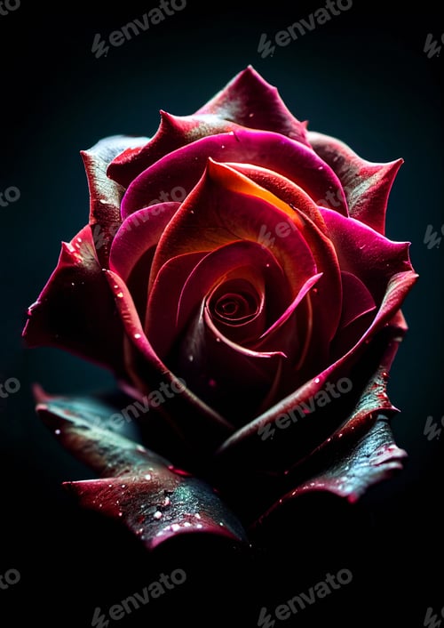 Preview: Red rose isolated on black