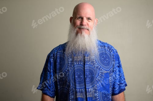 Preview: Mature bald man with long gray beard