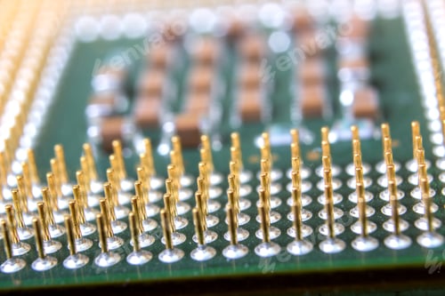 Preview: The micro elements of computer central processor unit, CPU contact pins