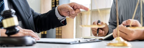 Preview: Male lawyer or Counselor working in courtroom have meeting with client are consultation with