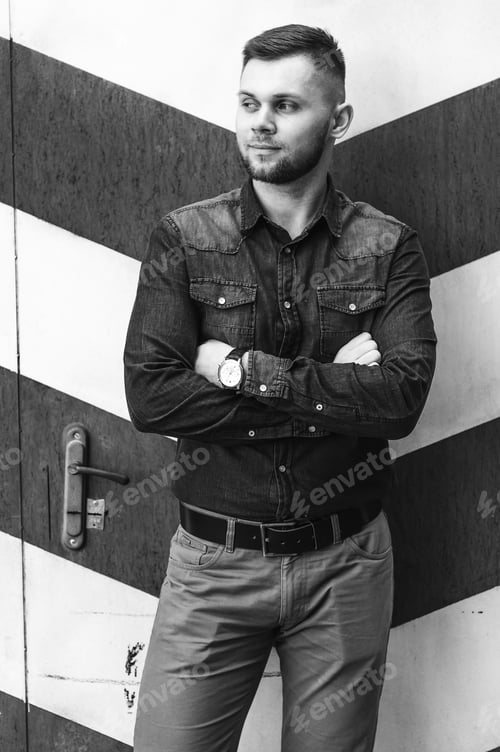 Preview: portrait of a Young man in a shirt and trousers