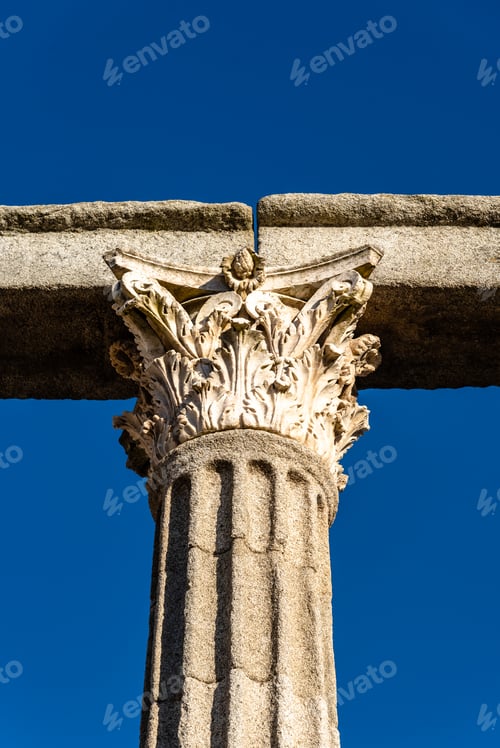 Preview: Corinthian capital in the Roman Temple of Diana in Evora, Portugal