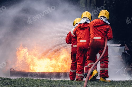 Preview: Firefighter Concept. Several firefighters go offensive for a fire attack