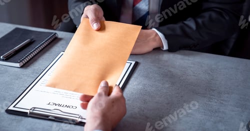 Preview: Businessmen or politicians agree to accept bribes given in envelopes. To do illegal business, corrup