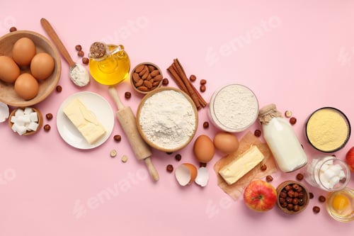 Preview: Concept of cooking cake or pie, top view