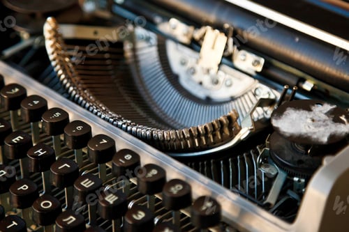 Preview: Old Typewriter Close up Showing Intricate Keys and Inner Workings for Writing