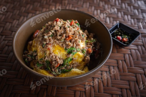 Preview: Basil Minced Pork and Omelette on Rice