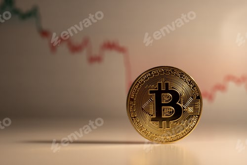 Preview: Golden coin with bitcoin symbol